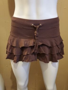 Brown Ruffled Tiered Mini Skirt